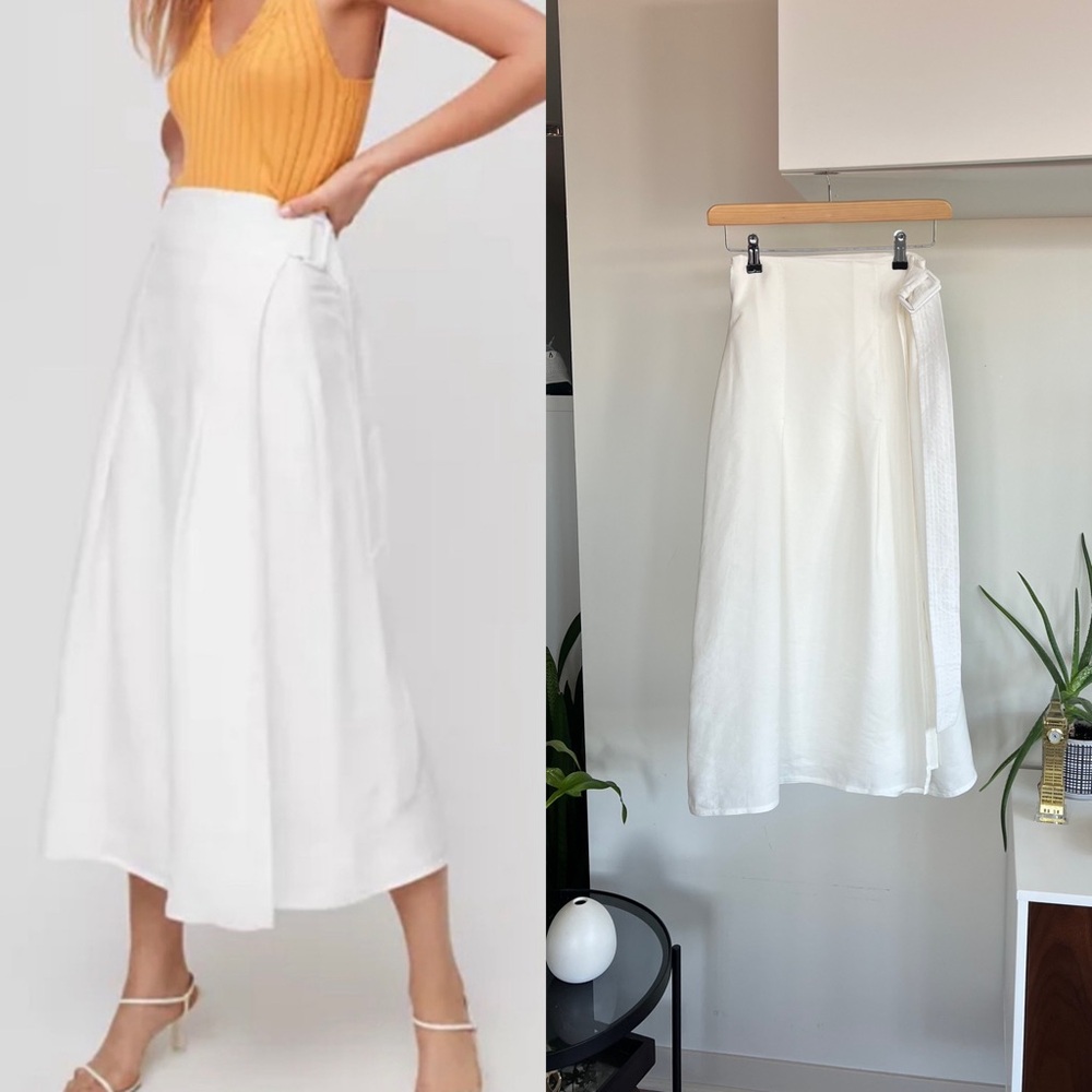 Aritzia Wilfred White Linen New Midi Silana Summer Casual Skirt Sz XS, S - Picture 5 of 11